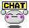 Two pixelated chat icons with 'CHAT' text above, one neutral-faced and one smiling, both with pink cheeks.