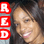 A pixelated image shows a person with light skin and dark hair smiling, alongside three red squares containing white letters R, E, D.