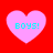 Four pink hearts on a red background, each containing cyan text reading BOYS! with no visible animation changes.