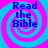 Four identical display 'Read the Bible' text over pink and blue spiral backgrounds with no visible animation changes