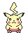 Pixel art Pikachu with yellow body, black-tipped ears, red cheeks, and lightning-shaped tail in three distinct poses against white backgrounds.
