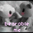 Pixelated grayscale image of a koala with pink cheeks and nose, overlaid with light purple text reading 'bearable me' in lowercase.