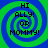 Four identical spiral-patterned with blue and green swirls display the text HI ALLY! OR MOMMY!