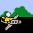 Animated contact sheet showing a flying stick figure character in various environments across 19 frames, with text labels "Flying buddy" and "Coolbuddy" visible on the right side.