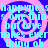 Pixelated text repeats across a pink and blue spiral background with no visible motion changes.