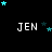 Black background with repeated 'JEN' text and scattered cyan and dark blue stars in a pattern