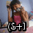 A person in a pink top holds a camera to their face across four with changing text overlays