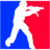 A split-color icon shows a white silhouette of a basketball player dribbling on blue and red backgrounds, with a circular version featuring the same figure in black against light blue.