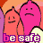 Animated contact sheet of a pixel art icon featuring two cartoon characters with changing facial expressions and alternating text colors, displayed in a 3x3 grid layout on a gray background.