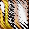 Animated icon with abstract black and yellow shapes on a white background, text elements shift position across frames.