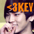 A person with dark hair and a hand near their mouth appears in two side-by-side frames, each displaying the text '<3KEY' above their head.