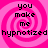Four identical pink spiral backgrounds with black text reading "you make me hypnotized" arranged in a