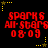 Red pixelated text 'SPARKS All-Stars 08-09' on black background with yellow star corner markers, animated star markers change position.
