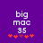 Purple background with white text 'big mac 35' and five red star-like symbols below, two of which change color between frames.