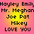 Pixelated text on a gradient background with repeated names and phrases in black font.