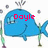 Blue cartoon whale with green fins and gray bubbles, displaying red text 'Dayle The Whale!!'