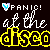 A 3x3 contact sheet of animated frames showing pixelated text "at the disco" with changing colors and heart icons above each frame, all on a black background with gray transparency corners.