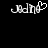 Pixelated white text 'Jadyn' with a heart symbol on black background, shown in two states: one with heart symbol and one without.