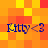 four identical pixelated text elements on a warm-toned gradient background, each reading 'Kitty<3' in blue font with yellow and red accents