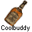Two identical pixelated bottle icons with orange liquid and brown caps displayed side-by-side on a white background, each labeled "Coolbuddy" in black text below.
