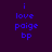 Blue pixelated text on dark purple background reads 'i love poige bp' in four lines, with identical static appearance across all observations.