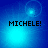 Four blue-toned display the text "MICHELE!" with shifting light effects and circular glows in different positions across each