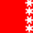 Red background with two vertical of white star-shaped icons, each containing eight identical stars
