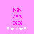 Pink background with two identical vertical of pixelated text and symbols, each containing "HiH", ">33", "BiBi" in pink, followed by five white star-like shapes