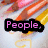 Pixelated image of colored pencils with overlaid text fragments in pink and black.