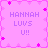 Pixelated pink icon with four identical quadrants displaying 'HANNAH LUVS U!!' text, bordered by small star and diamond shapes.