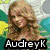 Six -arranged images of a woman with long blonde hair, each labeled 'AudreyK' at the bottom