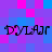 Pixelated text 'DYLAR' repeated four times on a checkered background of purple and blue squares.
