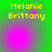 Yellow text 'Melanie Brittany' on green background with shifting pink circular glow effects.