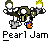 Animated contact sheet of 8 Pearl Jam buddy icons showing various stick-figure and group poses with color variations on a gray background.