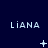 Dark blue background with repeated 'LiANA' text above three of changing symbols