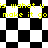 Yellow pixelated text repeats 'is what u is what u make it go make it go' over a black-and-white checkered background with shifting diamond patterns.
