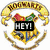 A pixelated icon with a golden Hogwarts crest, 'HEY!' text overlay, and a white background.