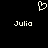 Pixelated white heart symbol above two instances of the name 'Julia' on a black background.