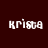 Four pixelated text displays of 'krista' in white on dark brown, magenta, bright pink, and deep magenta backgrounds arranged in a