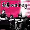 Six display the same group of people with 'fall out boy' text above, each having a different solid background color