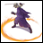 Animated pixel art of a character in purple robes with a sword, surrounded by an orange circular aura on a white background.