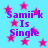 A static image with a light blue background featuring pink stars and purple text reading "Samii-k Is Single" repeated four times.