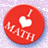 A 48x48 pixel buddy icon featuring a red circular badge with "I ❤️ MATH" text, blue "Ice Princess" text on the right, and "MARCH 18" below, all set against a light purple dithered background with a gray transparency placeholder.