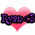 Pixelated pink heart with purple text 'Fyrd <3' on black background, rendered in low-resolution digital style.