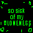 Green pixelated text on black background repeats 'so sick of my ALONESS' with scattered green pixel fragments around the text.