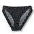 Black thong-style underwear with gray side panels, displayed against a white background.
