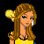 Pixel art contact sheet of a female character with long brown hair in yellow top, showing six animation frames with heart symbols and text "I'M IN LOVE".