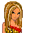 Pixelated cartoon figure with long blonde hair wearing red top and dark blue pants, standing next to purple text reading 'To Cute' on white background.