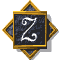 Four identical pixelated icons arranged in a , each featuring a white stylized Z on dark blue background with gold border