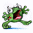 A pixelated green frog mascot with wide eyes and open mouth running left to right, next to text reading "It's Froggy Time!!" in dark green letters on a white background.